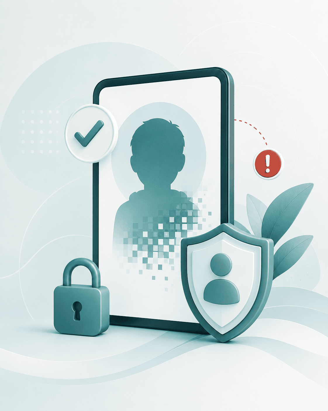 AI image abuse prevention illustration showing a protected child profile